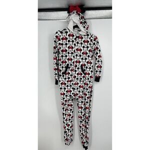 Tokyo Disney Store Mickey Minnie Mouse Hooded Pajama Long Johns XS RARE